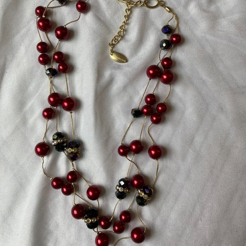 Coldwater Creek Multi Strands Glass Faux Pearls Necklace - Picture 3 of 4